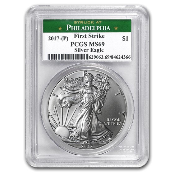 2017 (P) Silver American Eagle MS-69 PCGS (FS, Philadelphia Mint) 2017 (P) Silver American Eagle MS-69 PCGS (FS, Philadelphia Mint)